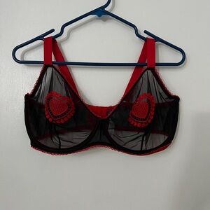 Adore Me Red and Black Underwire Bra